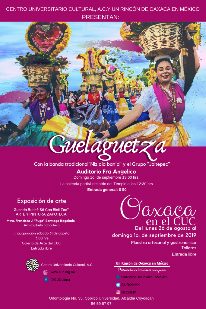 Cartel Guelaguetza Para Impresi N Centro Universitario Cultural Cuc